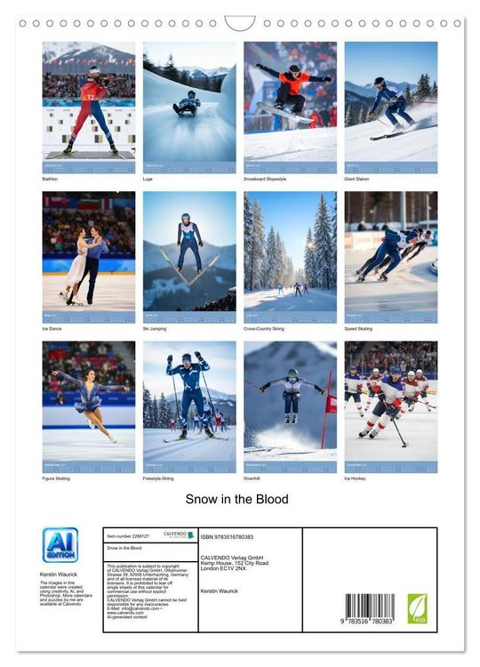 Produktbild: Snow in the Blood (Wall Calendar 2027 DIN A3 portrait), CALVENDO 12 Month Wall Calendar