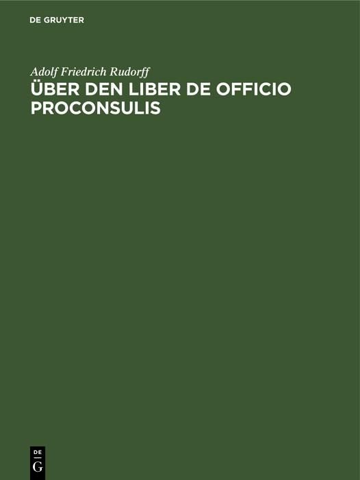 Produktbild: &Uuml;ber den liber de officio proconsulis