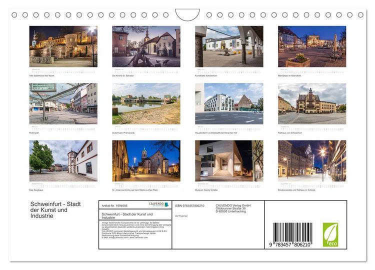 Produktbild: Schweinfurt - Stadt der Kunst und Industrie (Wandkalender 2026 DIN A4 quer), CALVENDO Monatskalender