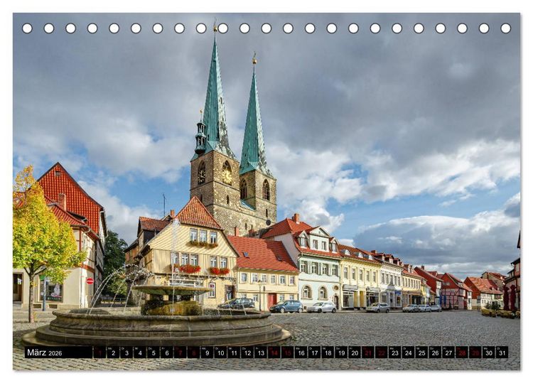 Produktbild: Fachwerkstadt Quedlinburg (Tischkalender 2026 DIN A5 quer), CALVENDO Monatskalender