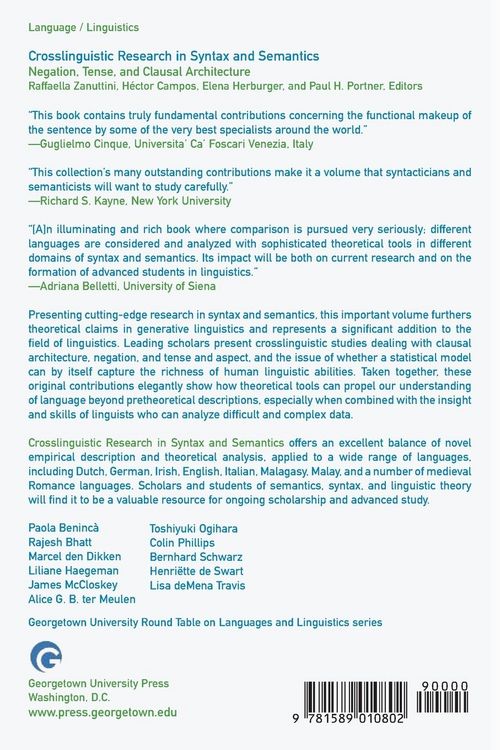 Produktbild: Crosslinguistic Research in Syntax and Semantics