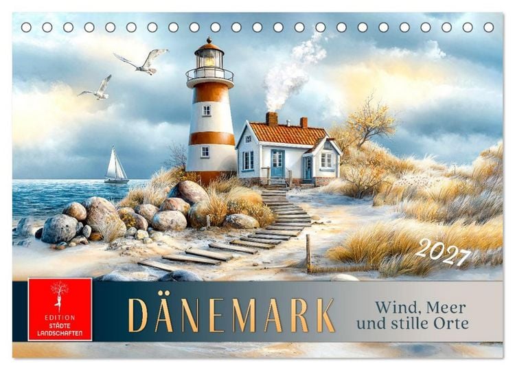Produktbild: D&auml;nemark - Wind, Meer und stille Orte (Tischkalender 2027 DIN A5 quer), CALVENDO Monatskalender