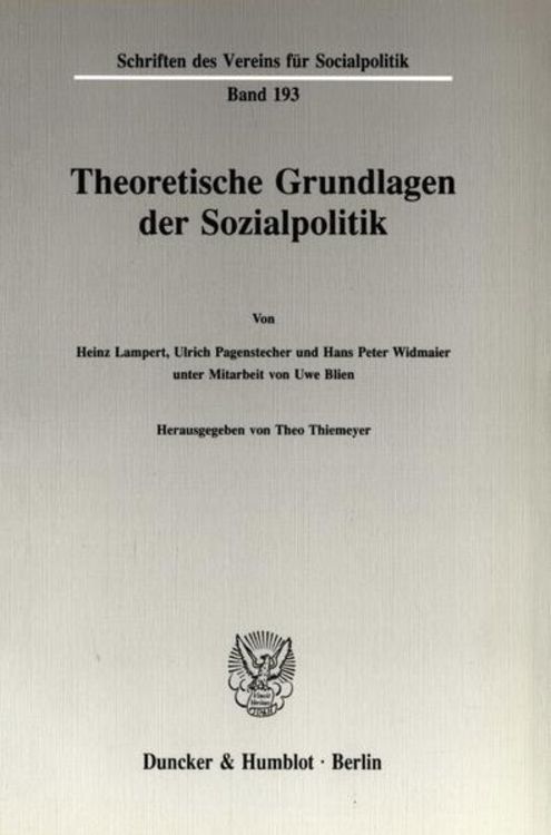Produktbild: Theoretische Grundlagen der Sozialpolitik (I).