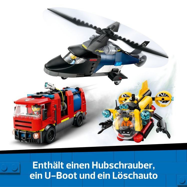 Produktbild: LEGO City Kombinationsset mit Hubschrauber, L&ouml;schauto und U-Boot 60462