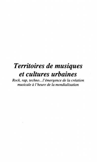 Produktbild: Territoires de musiques et cultures urbaines