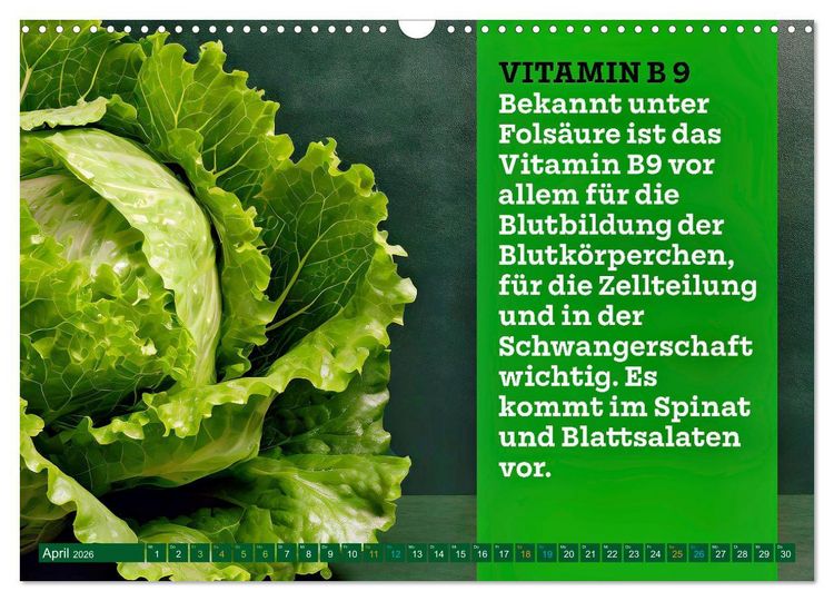 Produktbild: VITAMINE - Gesundheit aus der Natur (Wandkalender 2026 DIN A3 quer), CALVENDO Monatskalender