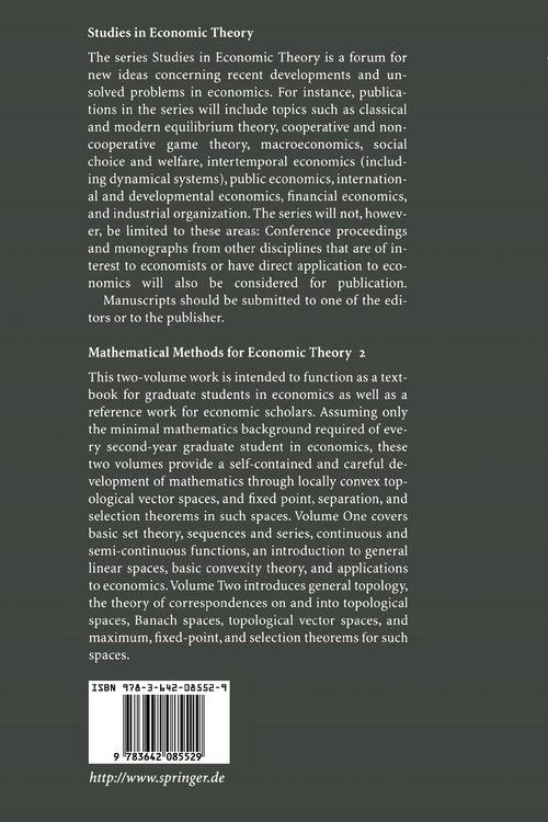 Produktbild: Mathematical Methods for Economic Theory 2