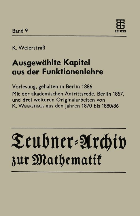 Produktbild: Ausgew&auml;hlte Kapitel aus der Funktionenlehre