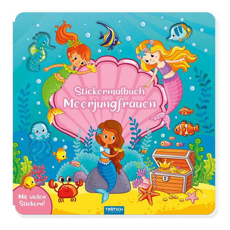 Produktbild: Tr&ouml;tsch Malbuch Stickermalbuch Meerjungfrauen
