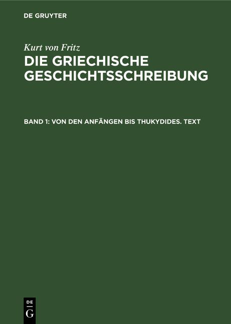 Produktbild: Von den Anf&auml;ngen bis Thukydides. Text