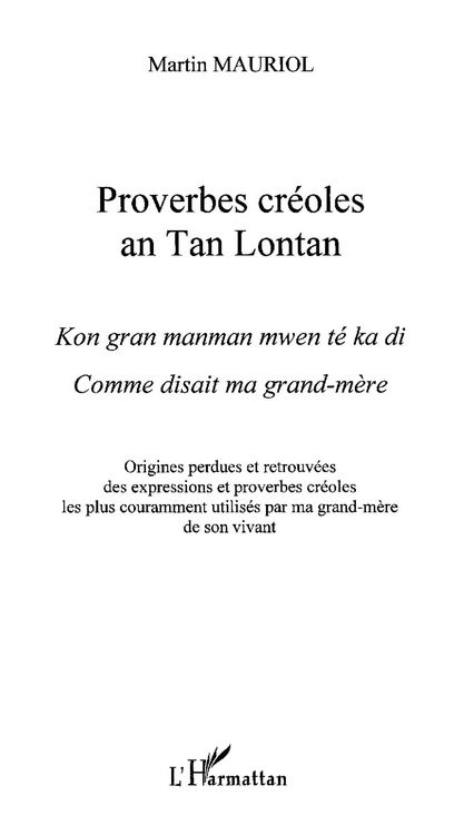 Produktbild: Proverbes creoles an tan lontan - comme disait ma grand-mere