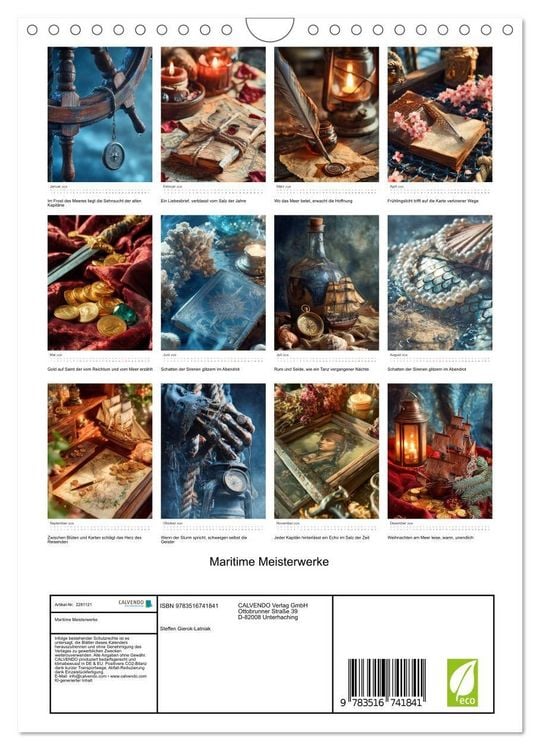 Produktbild: Maritime Meisterwerke (Wandkalender 2026 DIN A4 hoch), CALVENDO Monatskalender