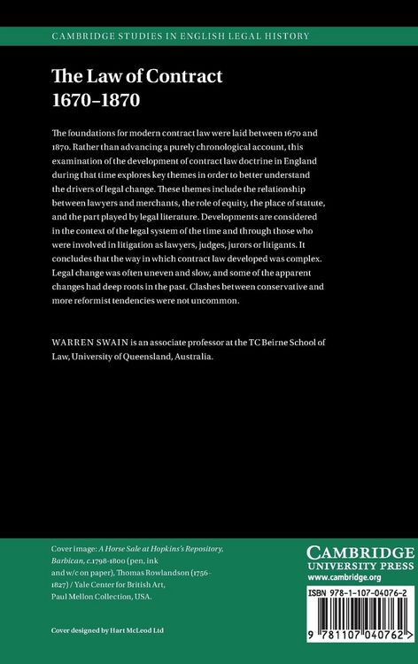 Produktbild: The Law of Contract 1670-1870