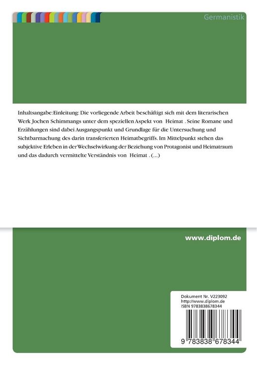 Produktbild: "Heimat" im Werk Jochen Schimmangs