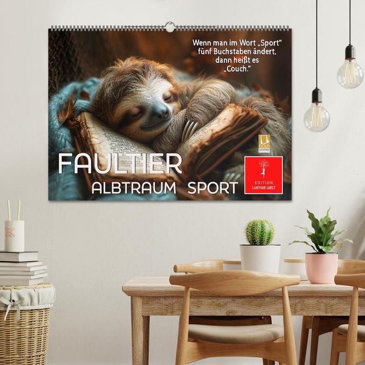 Produktbild: Faultier - Albtraum Sport (Wandkalender 2026 DIN A2 quer), CALVENDO Monatskalender
