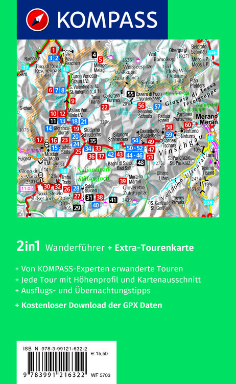 Produktbild: KOMPASS Wanderf&uuml;hrer Ortlergruppe und Vinschgau, 60 Touren mit Extra-Tourenkarte