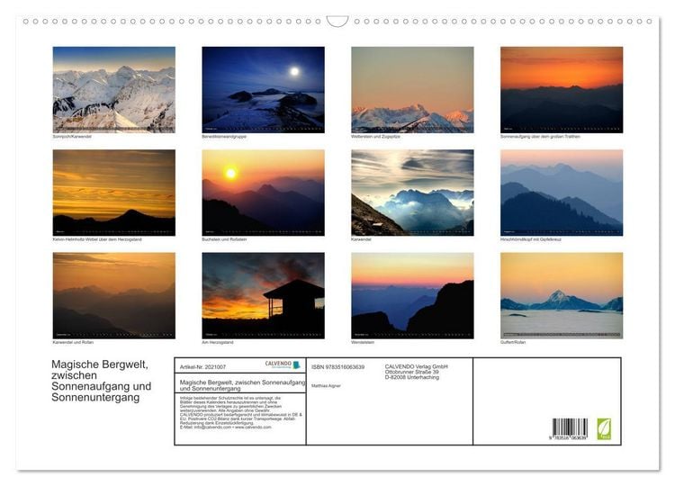 Produktbild: Magische Bergwelt, zwischen Sonnenaufgang und Sonnenuntergang (Wandkalender 2026 DIN A2 quer), CALVENDO Monatskalender