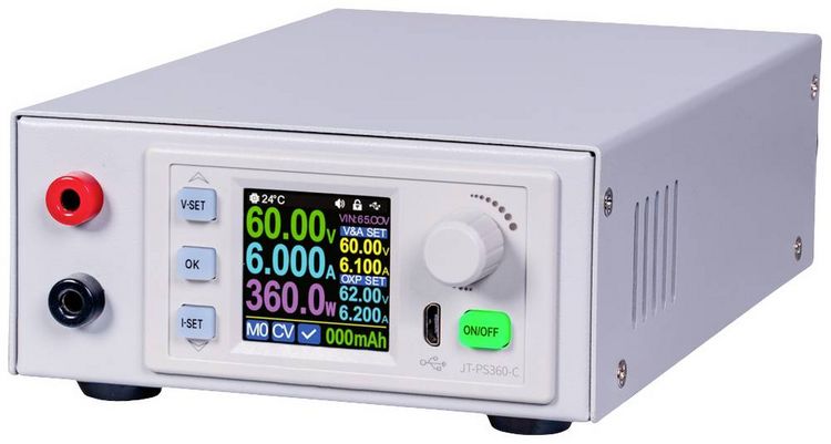 Produktbild: Joy-it JT-PS360-C Labornetzger&auml;t, einstellbar 0 - 60 V 0 - 6 A 360 W schmale Bauform, programmierbar Anzahl Ausg&auml;nge 2 x