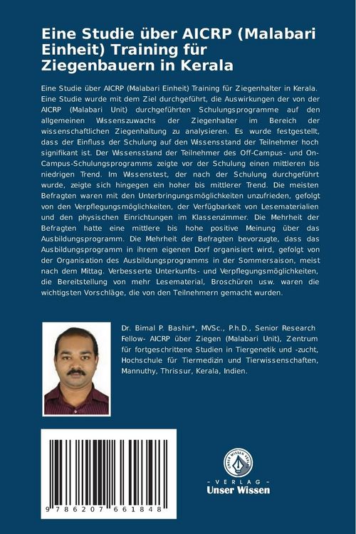Produktbild: Eine Studie &uuml;ber AICRP (Malabari Einheit) Training f&uuml;r Ziegenbauern in Kerala