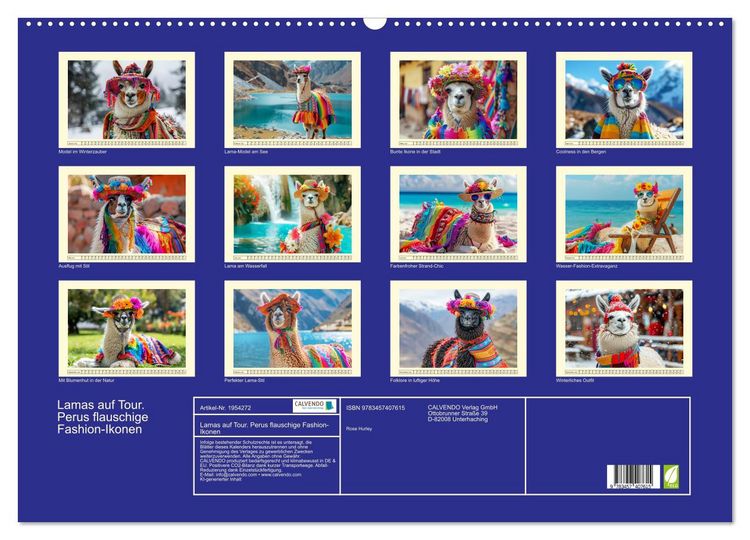 Produktbild: Lamas auf Tour. Perus flauschige Fashion-Ikonen (Wandkalender 2026 DIN A2 quer), CALVENDO Monatskalender