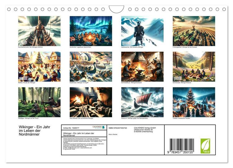 Produktbild: Wikinger - Ein Jahr im Leben der Nordm&auml;nner (Wandkalender 2026 DIN A4 quer), CALVENDO Monatskalender