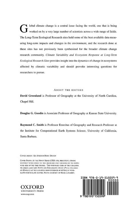 Produktbild: Climate Variability and Ecosystem Response at Long-Term Ecological Research Sites