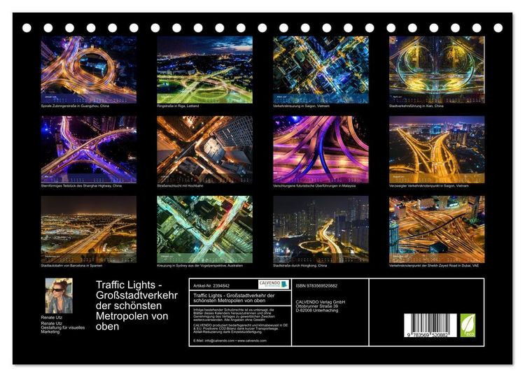 Produktbild: Traffic Lights - Gro&szlig;stadtverkehr der sch&ouml;nsten Metropolen von oben (Tischkalender 2027 DIN A5 quer), CALVENDO Monatskalender