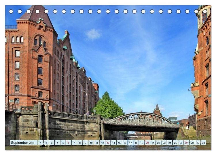 Produktbild: Hamburg - Ein Tag in der Speicherstadt (Tischkalender 2026 DIN A5 quer), CALVENDO Monatskalender