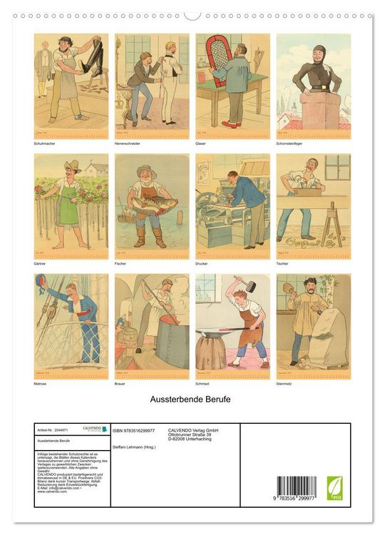Produktbild: Aussterbende Berufe (hochwertiger Premium Wandkalender 2026 DIN A2 hoch), Kunstdruck in Hochglanz