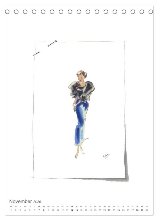 Produktbild: FIGURINEN 2026 - Fashion von 1949 - Originale von Elina Ruffinengo (Tischkalender 2026 DIN A5 hoch), CALVENDO Monatskalender