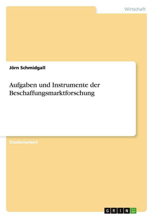 Produktbild: Aufgaben und Instrumente der Beschaffungsmarktforschung