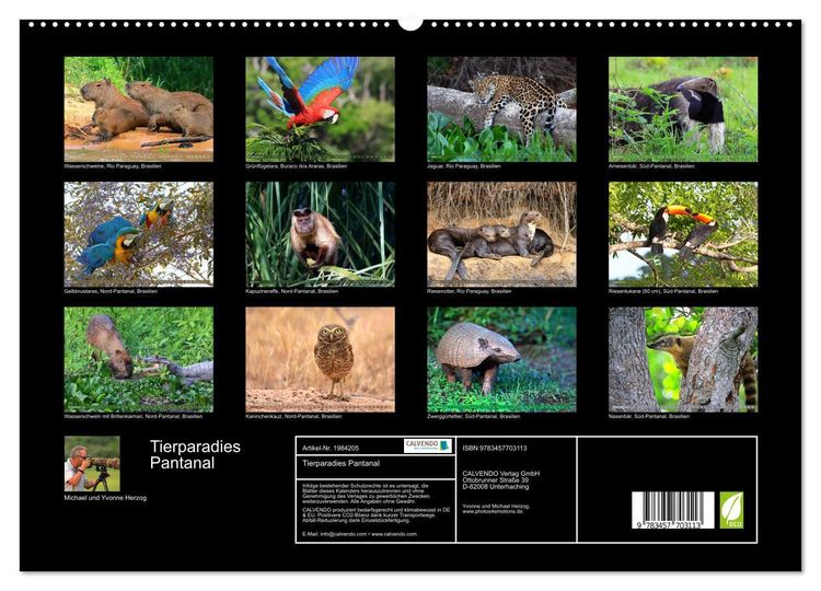 Produktbild: Tierparadies Pantanal (hochwertiger Premium Wandkalender 2026 DIN A2 quer), Kunstdruck in Hochglanz