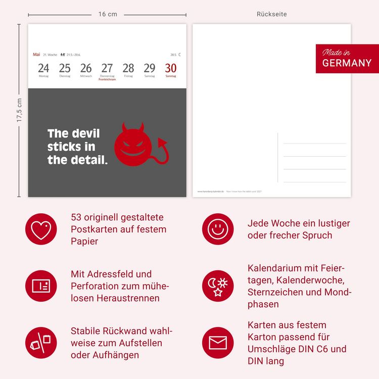 Produktbild: Now I know how the rabbit runs Postkartenkalender 2027 - 53 denglische Spr&uuml;che und Sprichw&ouml;rter