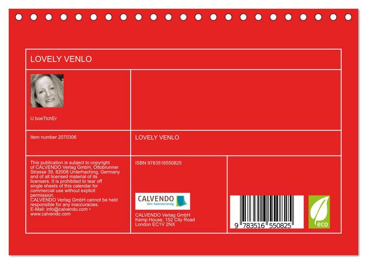 Produktbild: LOVELY VENLO (Desk Calendar 2026 DIN A5 landscape), CALVENDO 12 Month DeskCalendar