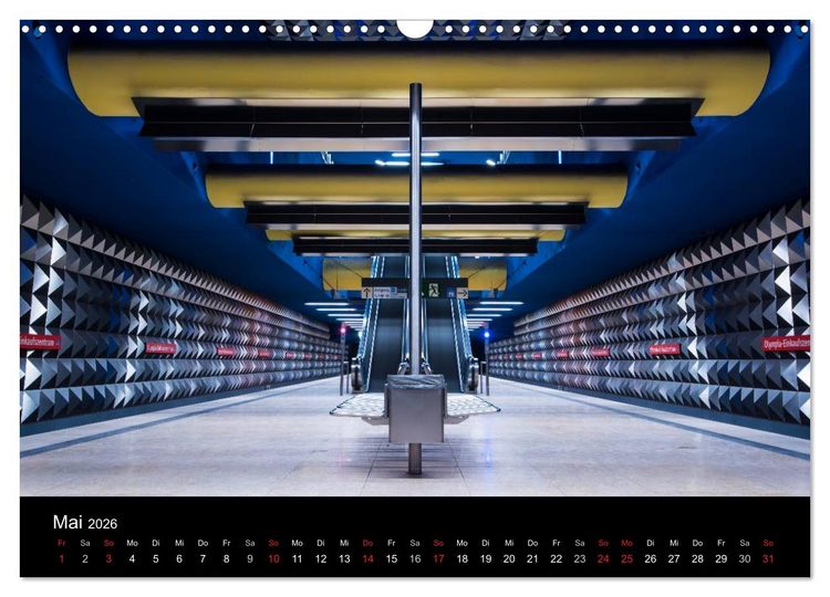 Produktbild: MetroMUC, Stationen im Untergrund M&uuml;nchens (Wandkalender 2026 DIN A3 quer), CALVENDO Monatskalender
