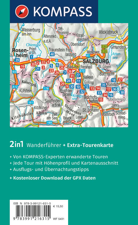 Produktbild: KOMPASS Wanderf&uuml;hrer SalzAlpenSteig, Chiemsee, K&ouml;nigssee, Hallst&auml;tter See, 40 Touren