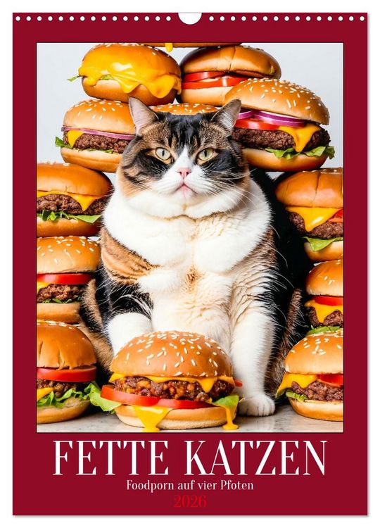 Produktbild: FETTE KATZEN - Foodporn auf vier Pfoten (Wandkalender 2026 DIN A3 hoch), CALVENDO Monatskalender