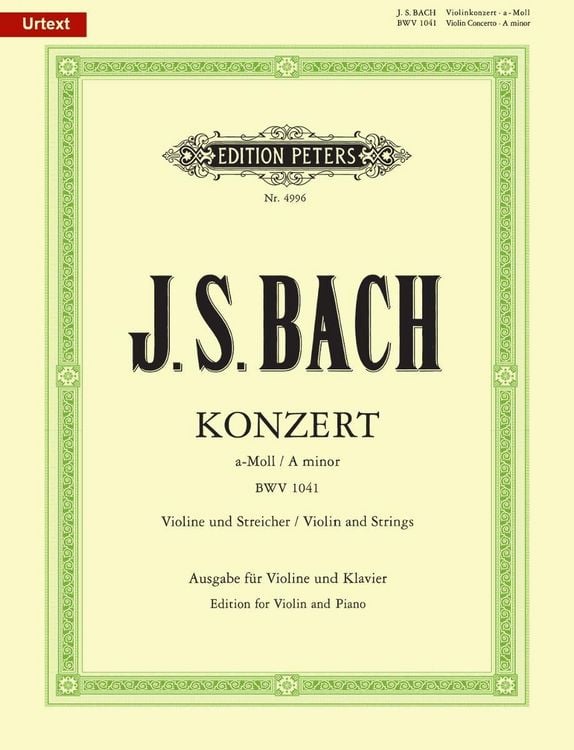 Produktbild: Konzert f&uuml;r Violine, Streicher und Basso continuo a-Moll BWV 1041 / URTEXT