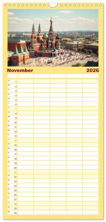 Produktbild: Familienplaner 2026 - Urlaub in Miniatur mit 5 Spalten (Wandkalender, 21 x 45 cm) CALVENDO