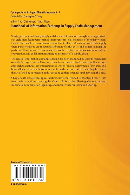 Produktbild: Handbook of Information Exchange in Supply Chain Management