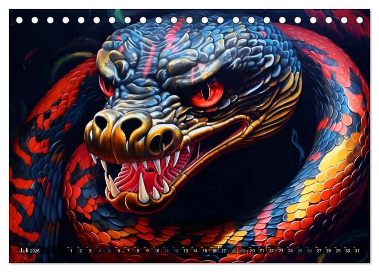 Produktbild: Jahr der Schlange - Illustrationen des chinesischen Tierkreiszeichens (Tischkalender 2026 DIN A5 quer), CALVENDO Monatskalender