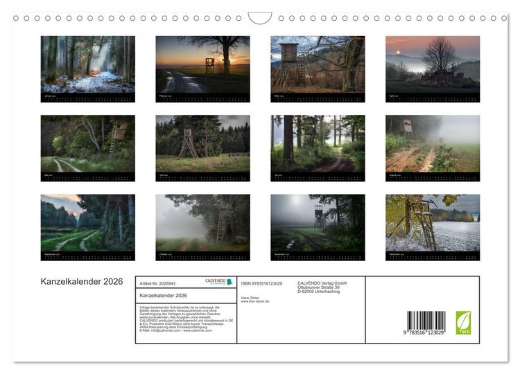 Produktbild: Kanzelkalender 2026 (Wandkalender 2026 DIN A3 quer), CALVENDO Monatskalender