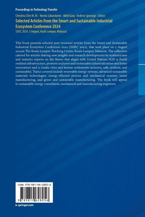 Produktbild: Selected Articles from the Smart and Sustainable Industrial Ecosystem Conference 2024