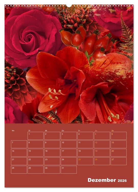 Produktbild: Kunterbunt gemischt - Kunterbunt gemischt - Farbenfroher Jahresplaner mit aufw&auml;ndigen Pflanzencollagen (hochwertiger Premium Wandkalender 2026 DIN A2 hoch), Kunstdruck in Hochglanz