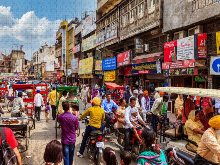 Produktbild: CALVENDO Puzzle Verkehrschaos in Indien | 1000 Teile Lege-Gr&ouml;&szlig;e 64x48cm Foto-Puzzle f&uuml;r gl&uuml;ckliche Stunden