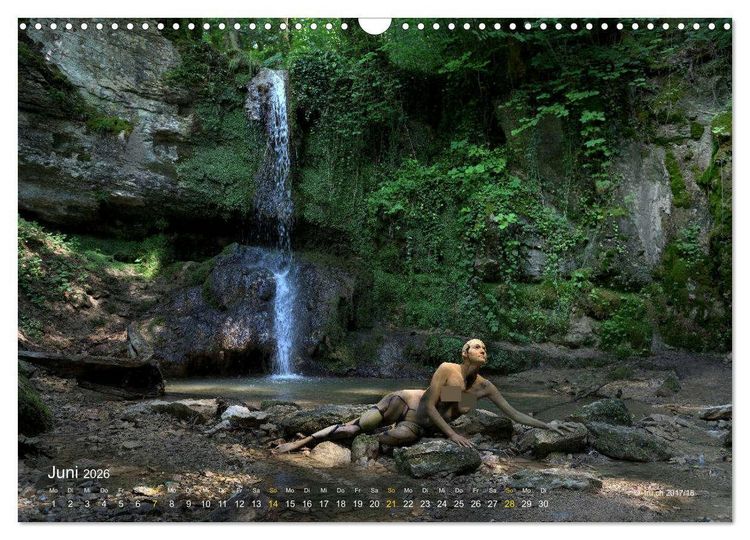 Produktbild: BODYPAINTING AM WASSERFALL VON LINN (Wandkalender 2026 DIN A3 quer), CALVENDO Monatskalender