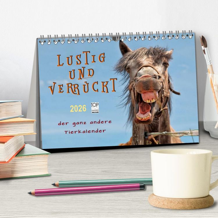 Produktbild: Lustig und verr&uuml;ckt - der ganz andere Tierkalender (Tischkalender 2026 DIN A5 quer), CALVENDO Monatskalender