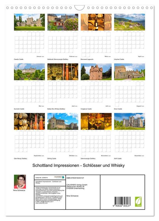 Produktbild: Schottland Impressionen - Schl&ouml;sser und Whisky (Wandkalender 2026 DIN A3 hoch), CALVENDO Monatskalender