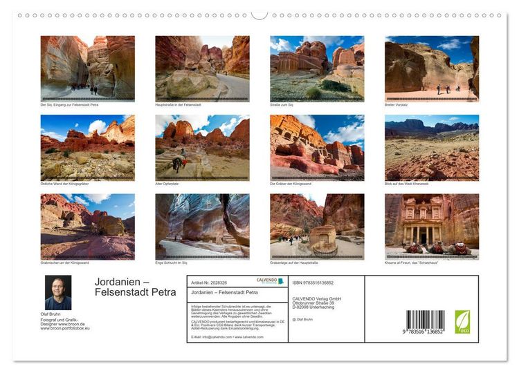 Produktbild: Jordanien &ndash; Felsenstadt Petra (hochwertiger Premium Wandkalender 2026 DIN A2 quer), Kunstdruck in Hochglanz