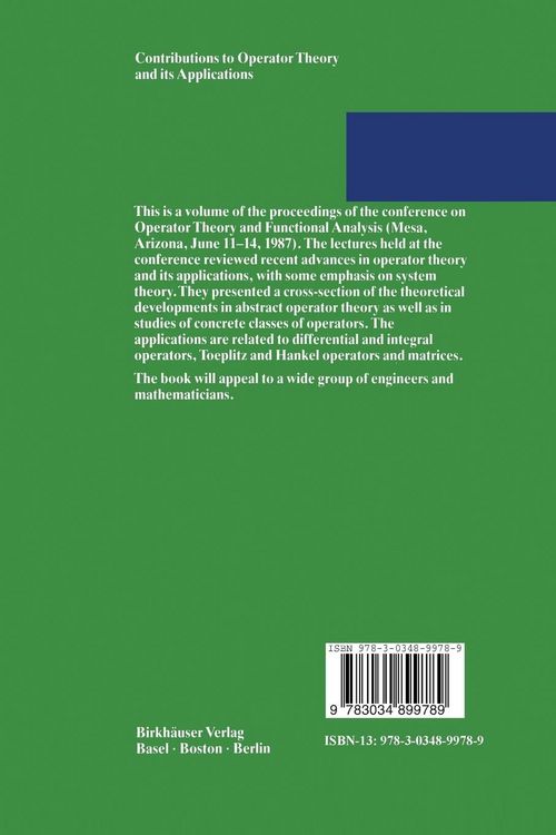 Produktbild: Contributions to Operator Theory and its Applications